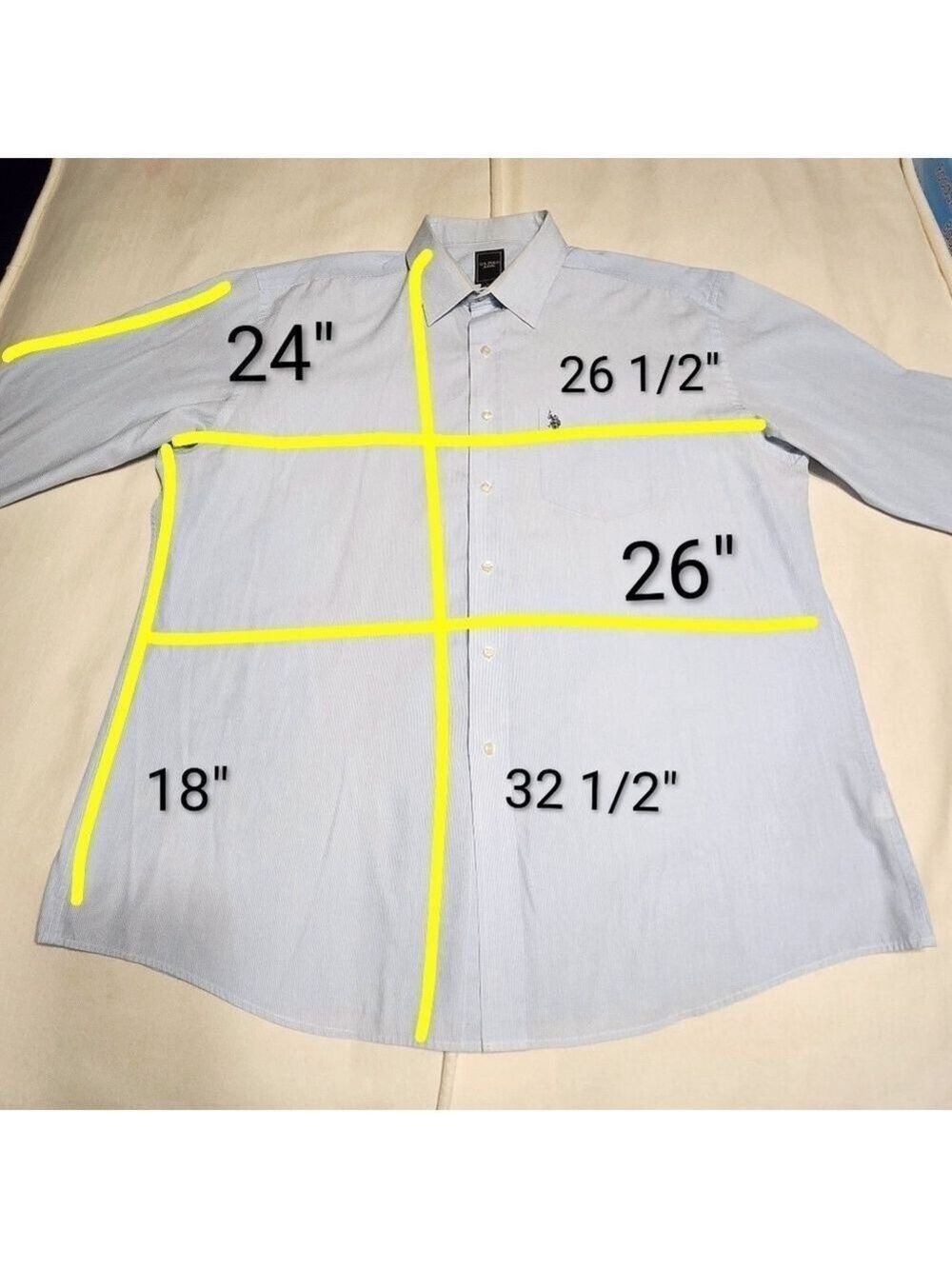 US Polo Assn Blue White Pin Stripe Dress Shirt Large - Picture 11 of 11